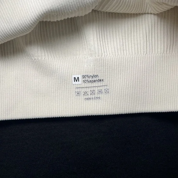 Ivory One Shoulder Ribbed Crop Tank Top Sports Bra Women's Size Medium - Picture 3 of 4